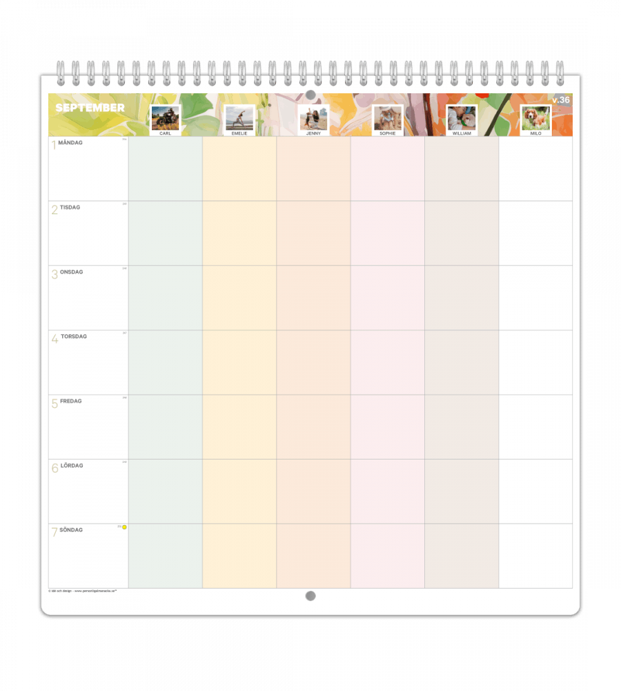 Familjekalender - Veckoversikt