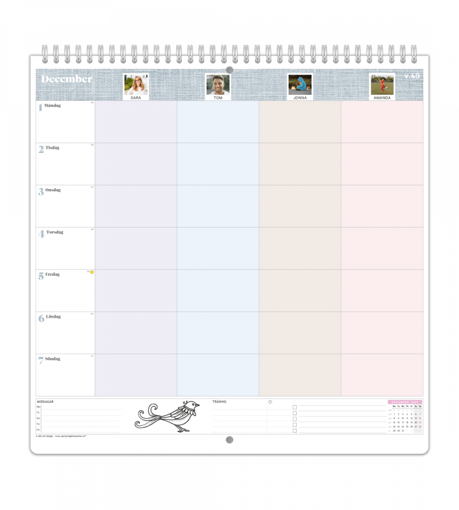 Familjekalender - Veckoversikt