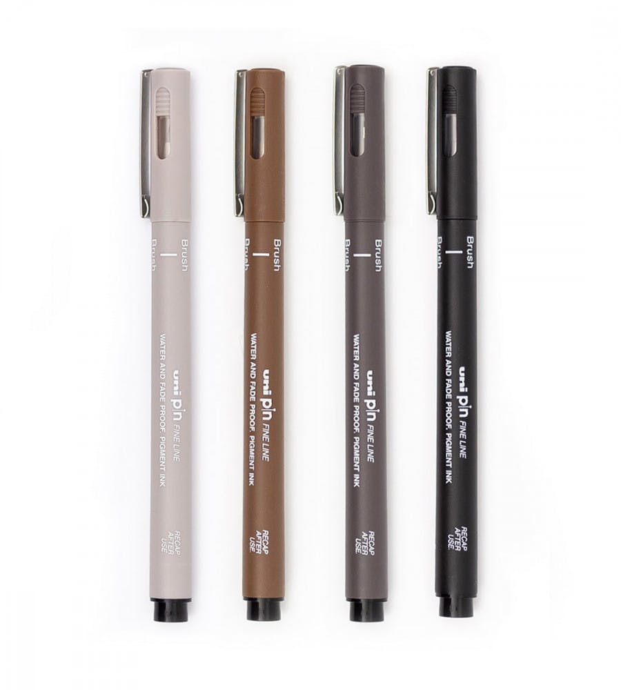 Penselpenn Uni Pin Brush 4-pakk