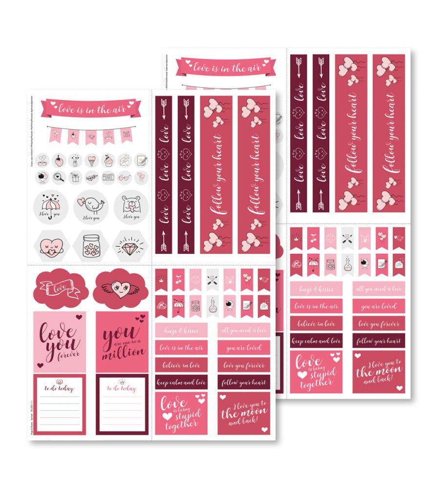 Stickers Hugs & Kisses (Spread) 2 Pack - Pink