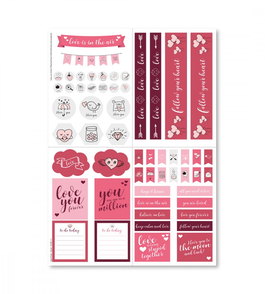 Stickers Hugs & Kisses (Spread) 2 Pack - Pink