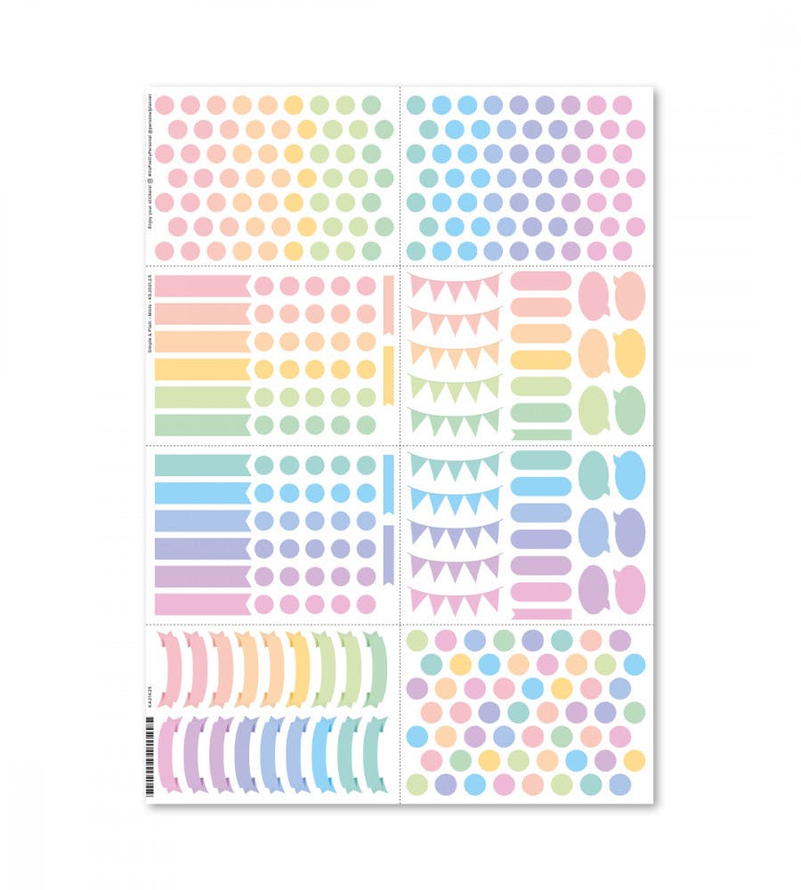 Klistermärken Plain & Simple (Minis) - pastell