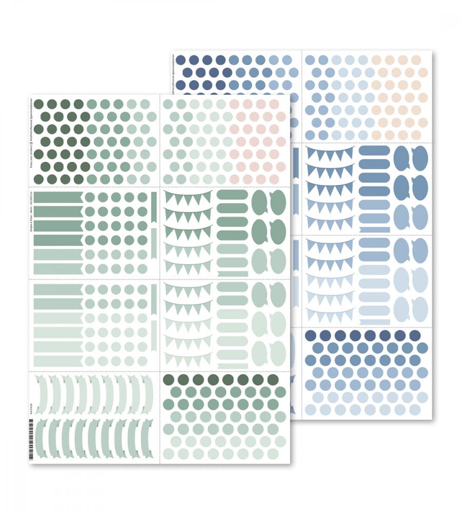 Stickers Plain & Simple (Minis) 2 Pack - Blue/Green