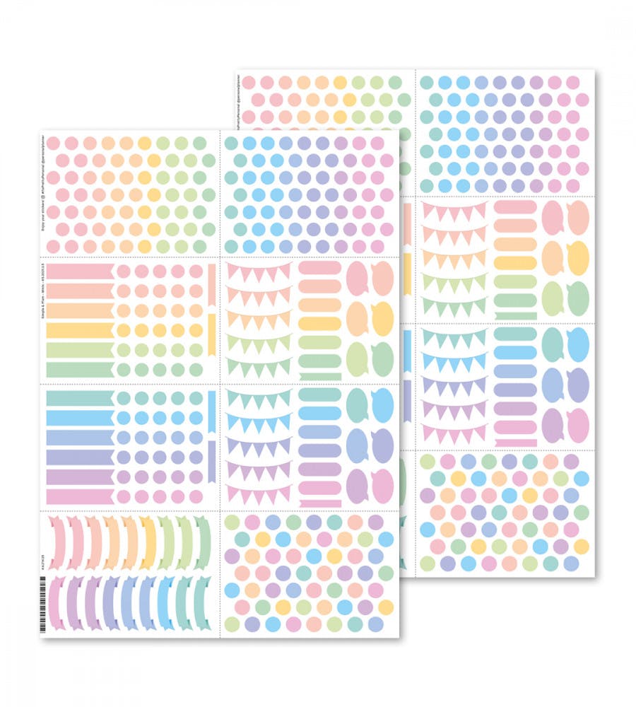 Stickers Plain & Simple (Minis) 2 Pack - Pastel