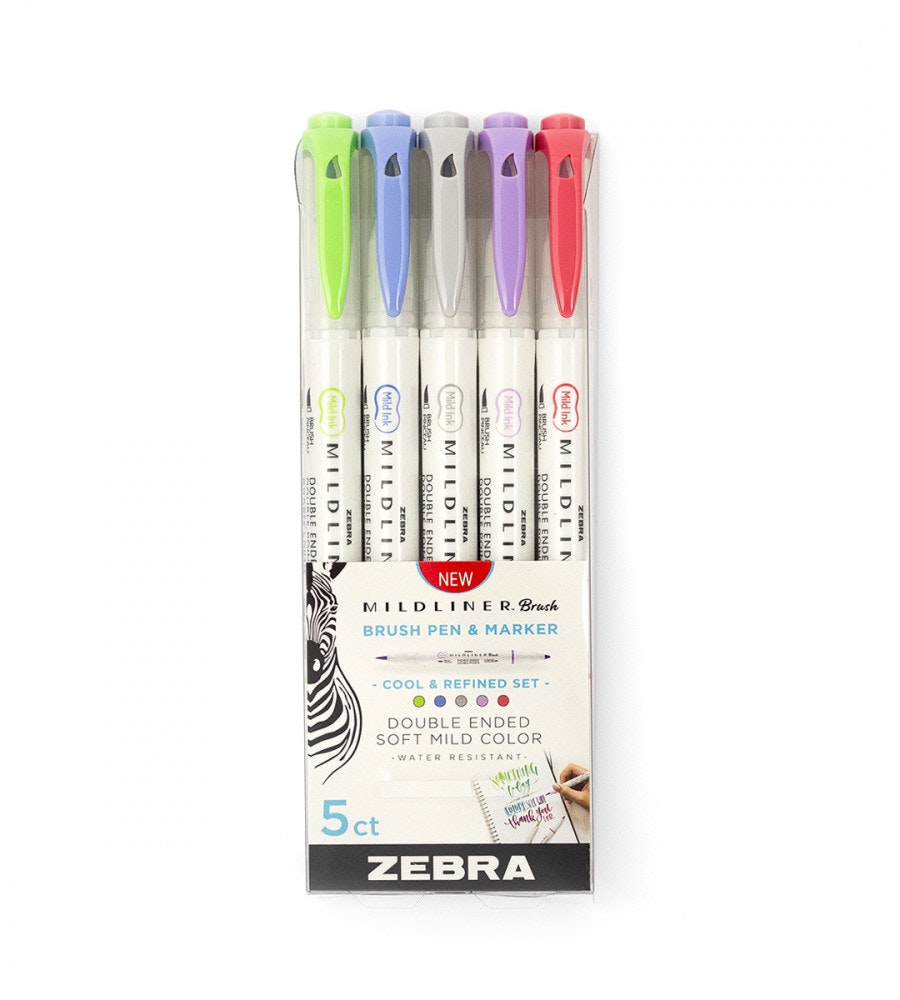 Product Image for Highlighters Zebra Mildliner Brush Cool &amp; Refined 5 Pack