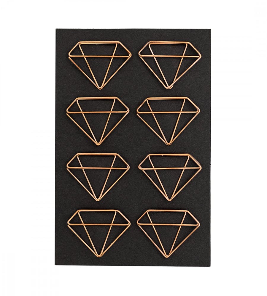 Paper Clips Diamonds 8 Pack - Copper