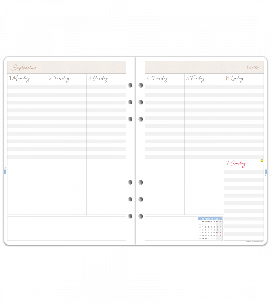 Systemkalender - refill - strrelse A5