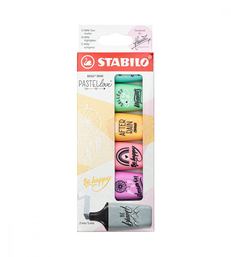Överstrykningspennor Stabilo Boss Mini Pastel Love 6-pack
