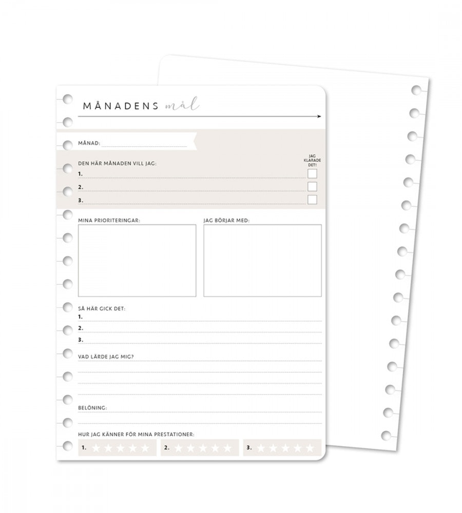 Product Image for Snap in refillsidor Månadens mål 12-pack till almanacka - storlek A5