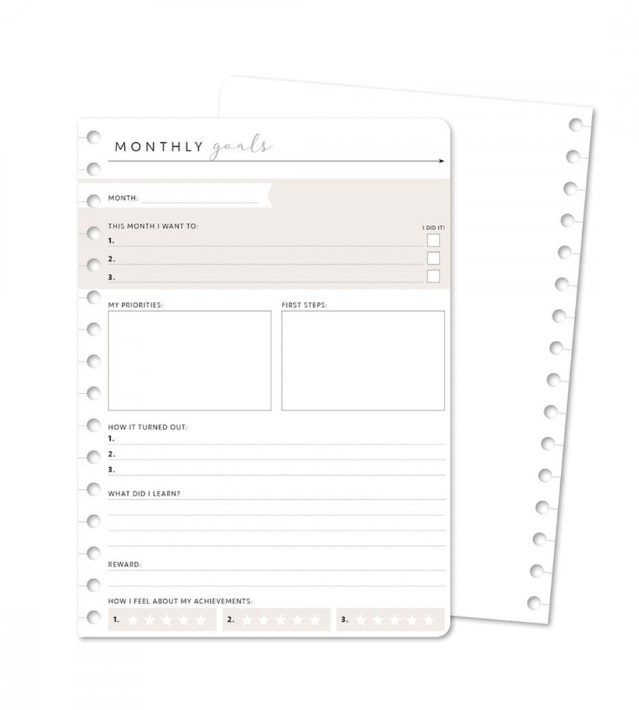 Snap-in Refill Pages Monthly Goals 12 Pack A5
