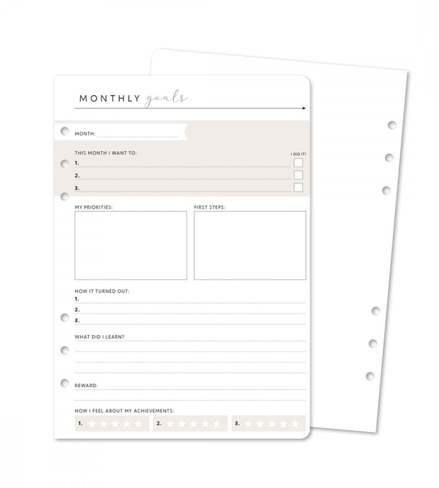 Refill Pages Monthly Goals 12 Pack A5 (Organiser)