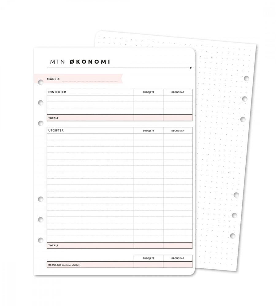 Refill-sider konomi overgripende budsjett 12-pakk A5 (Systemkalender)