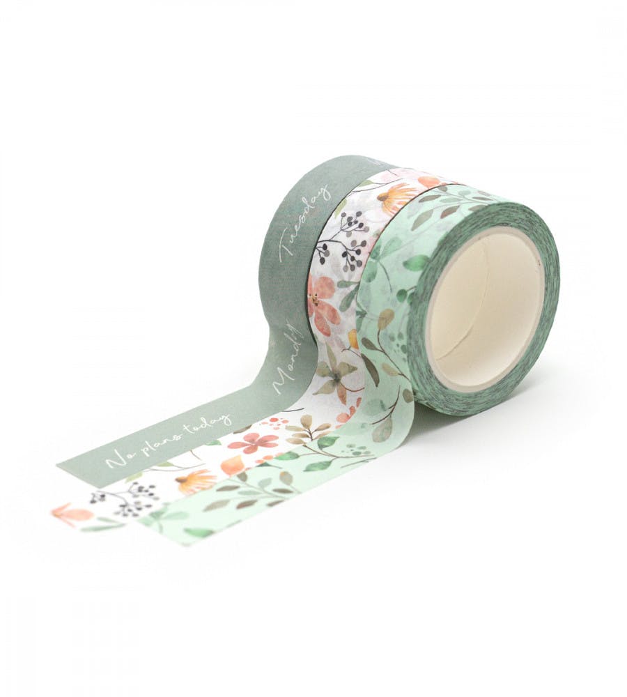 Washi Tape Wildflowers 3-pakk - grønn