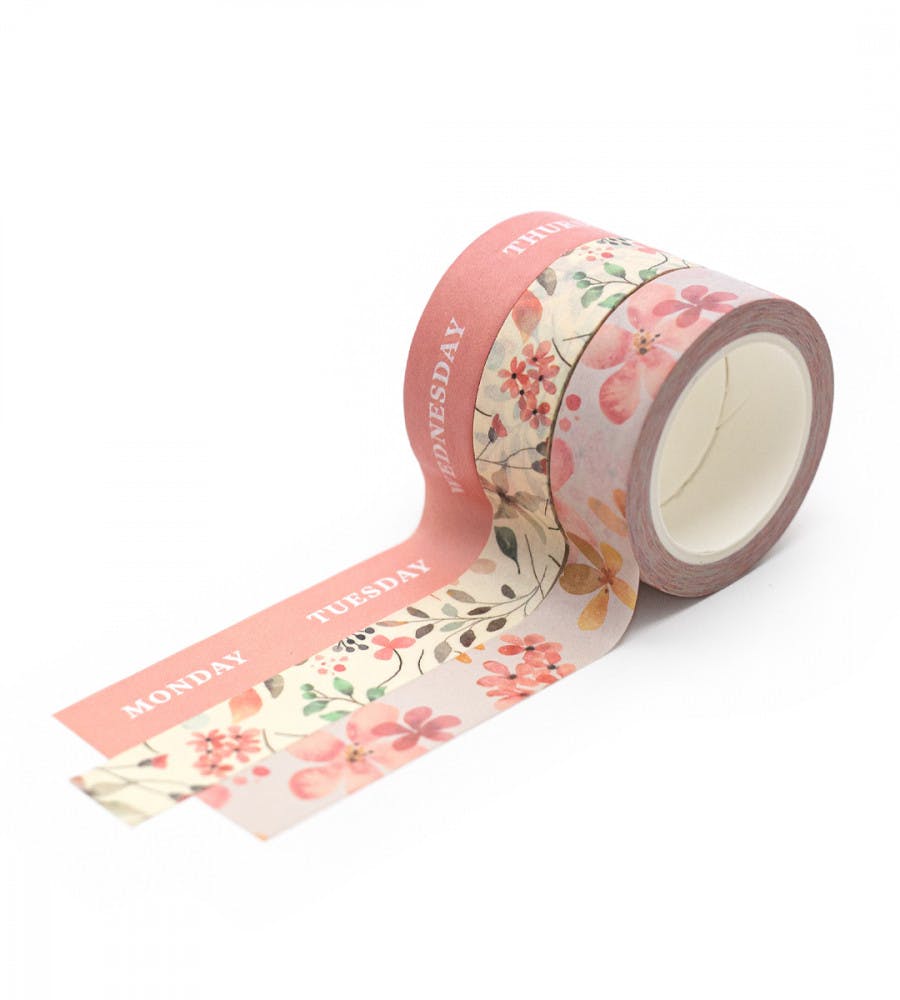 Washi Tape Wildflowers 3 Pack - Apricot