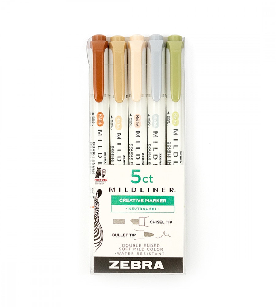 Product Image for Highlighter Zebra Mildliner Neutral Set 5 Pack