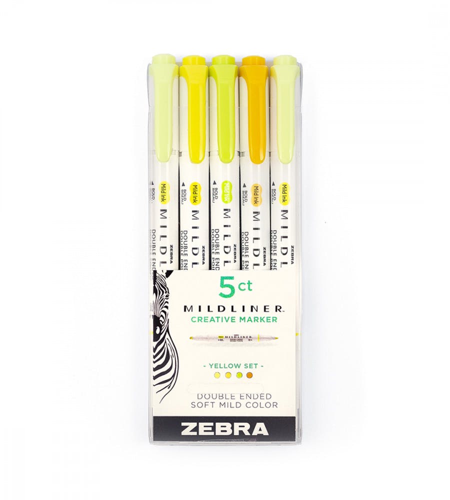 Överstrykningspenna Zebra Mildliner Yellow Set 5-pack