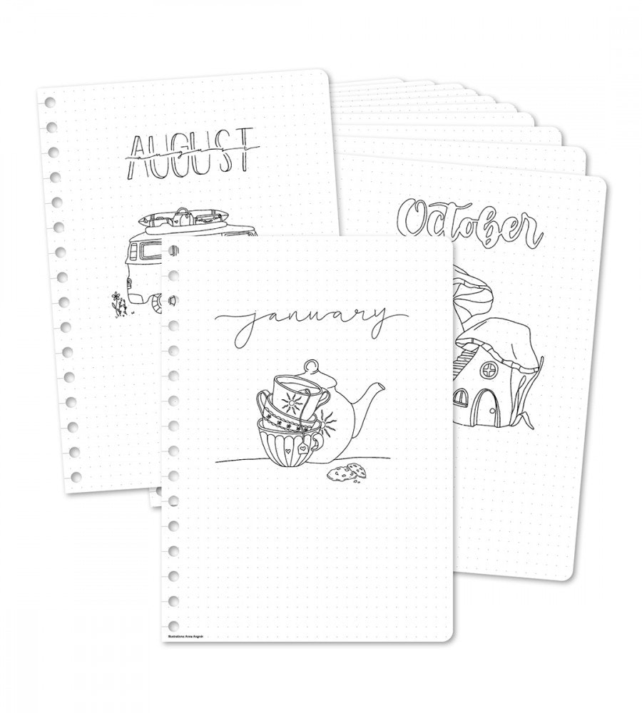 Product Image for Snap in refill-sider Månedsark till almanakk - størrelse A5