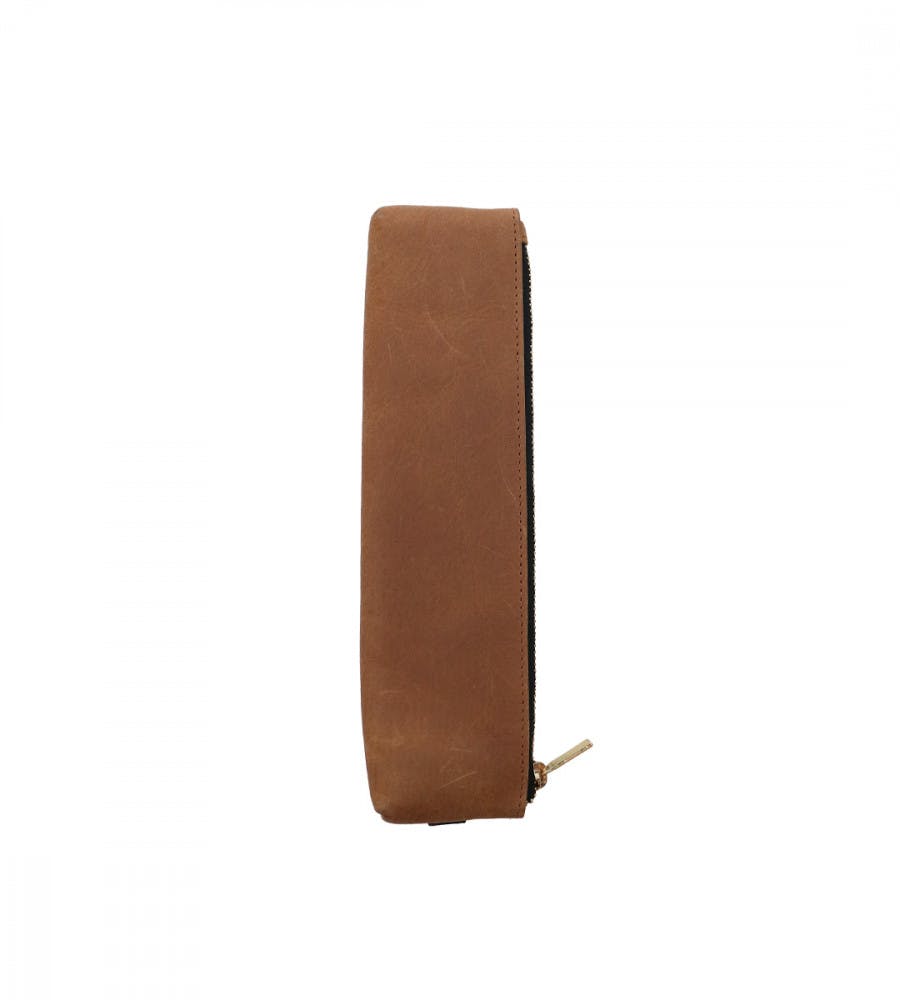 Federmppchen aus Leder mit Gummiband - Cognac