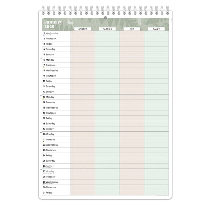 Familienkalender  Monatsbersicht